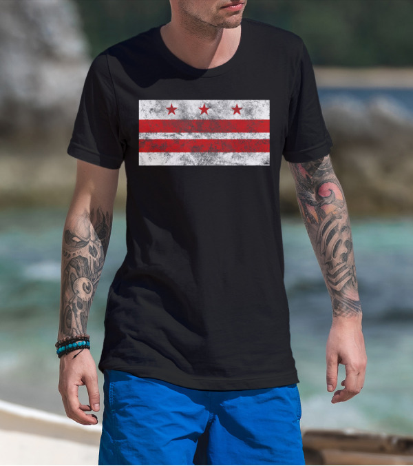 Vintage Washington DC Flag Stars And Stripes District Of Columbia T-Shirt