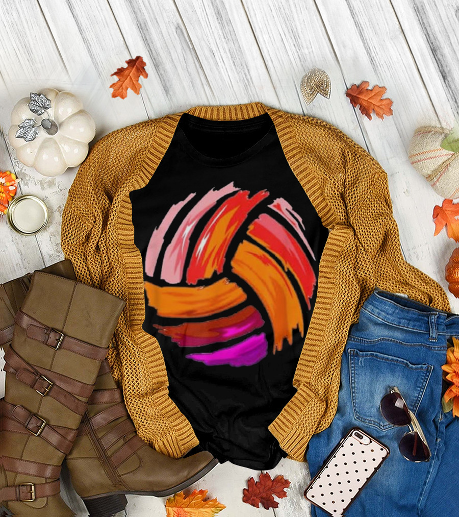 Volleyball Orange Yellow Brushstroke T-Shirt