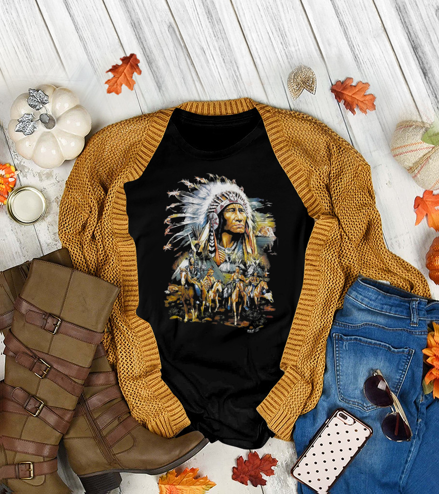The Original Founding Fathers Native American Chiefs Warriors on Horses T-Shirt