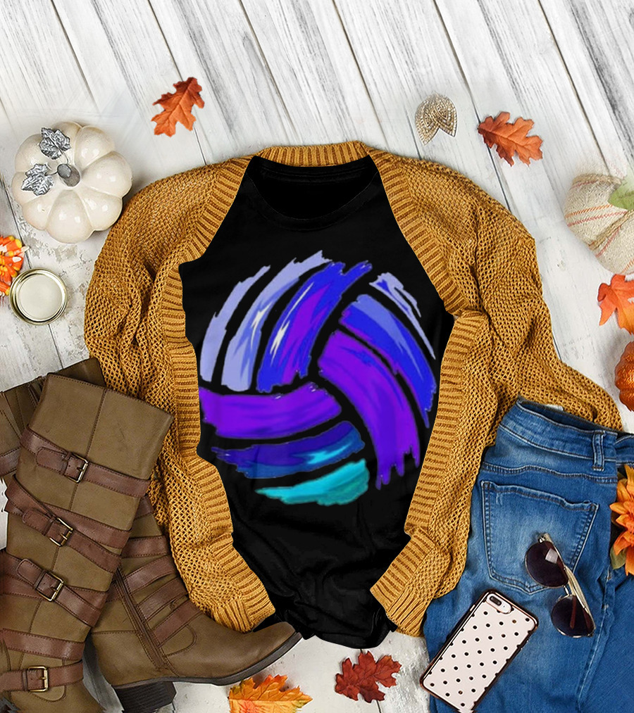Volleyball Purple Blue Great Gi Brushstroke Ball T-Shirt