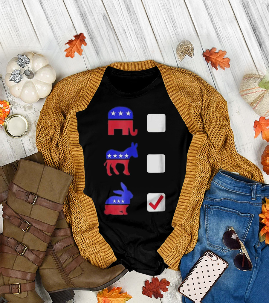 Vote Bunny Rabbit Funny Pet Rabbit With Patriotic Colors and Political Symbols T-Shirt