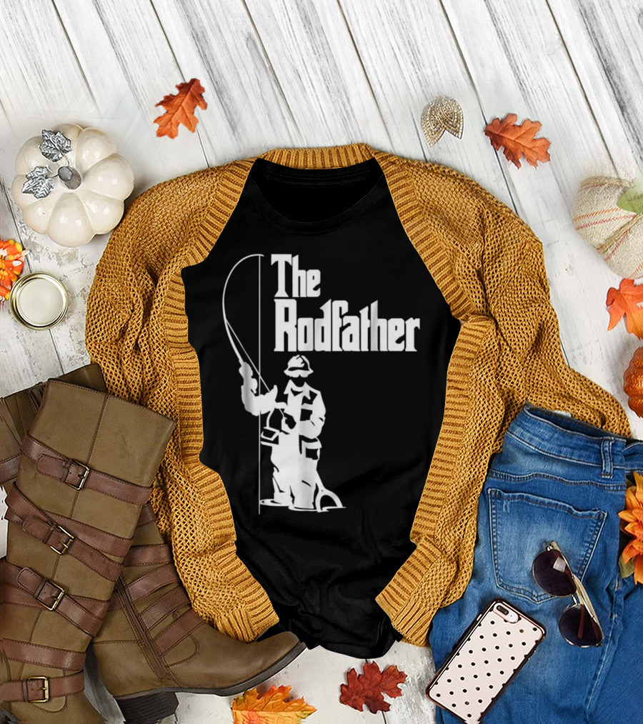 The Rodfather Fishing T-Shirt Angler with Fishing Rod T-Shirt