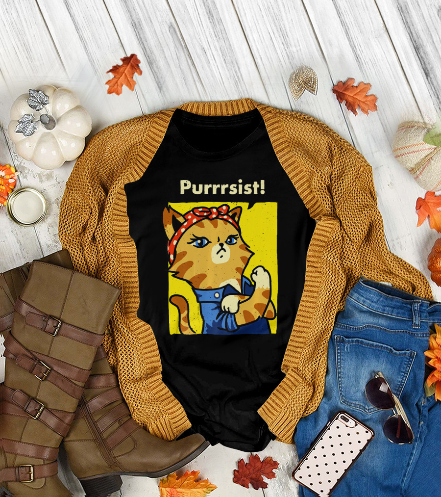 Purrrsist We Can Do It Cat Lover Women's Mar T-Shirt