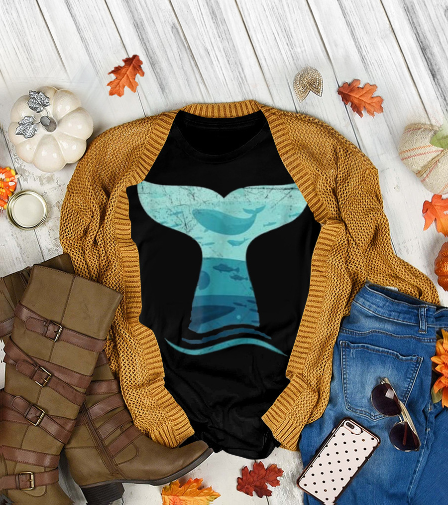 Whale Tail Orca Ocean Waves T-Shirt