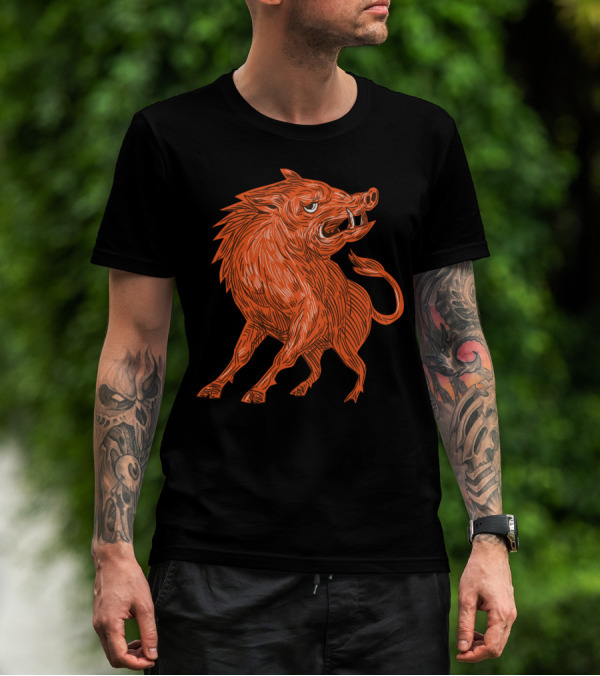 Angry Razorback Ready To Attack Drawing T-Shirt