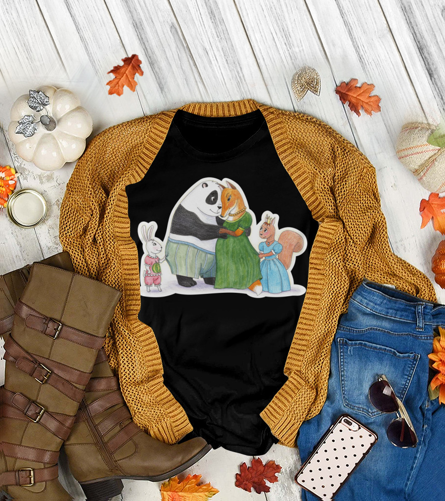 Animal Family Panda Fox Rabbit Squirrel Dance T-Shirt