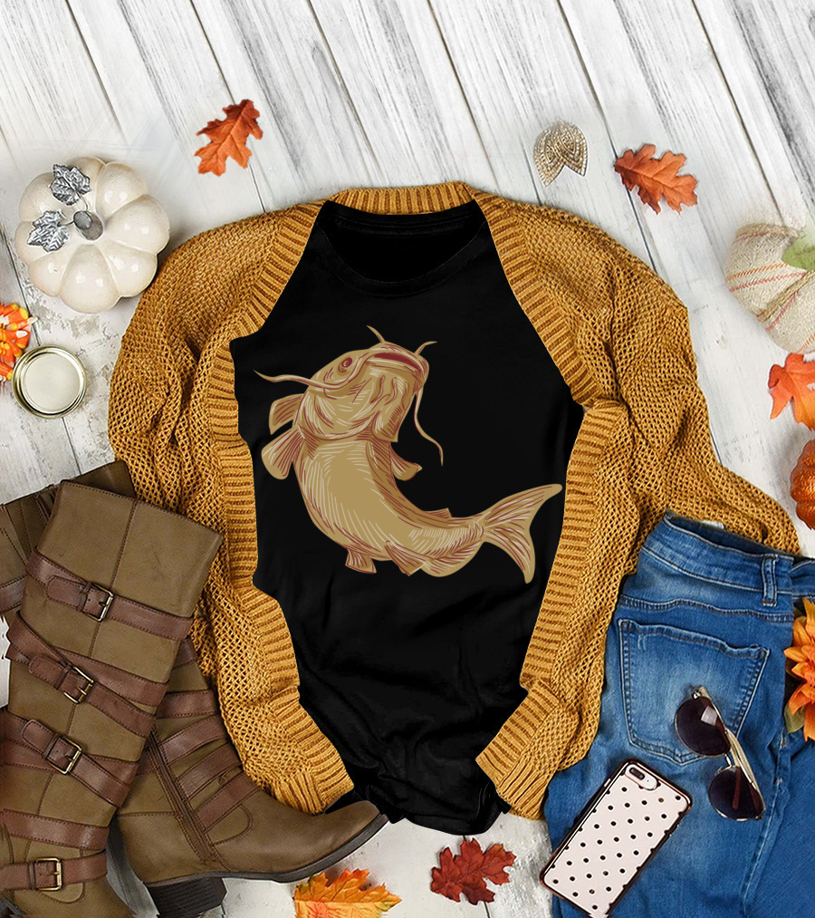 Catfish Mud Catfish Drawing T-Shirt