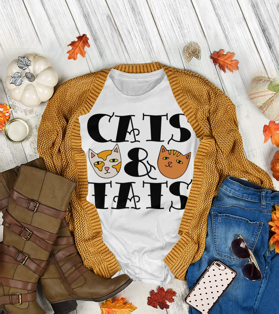 Cats And Tats Illustrated Feline Faces T-Shirt