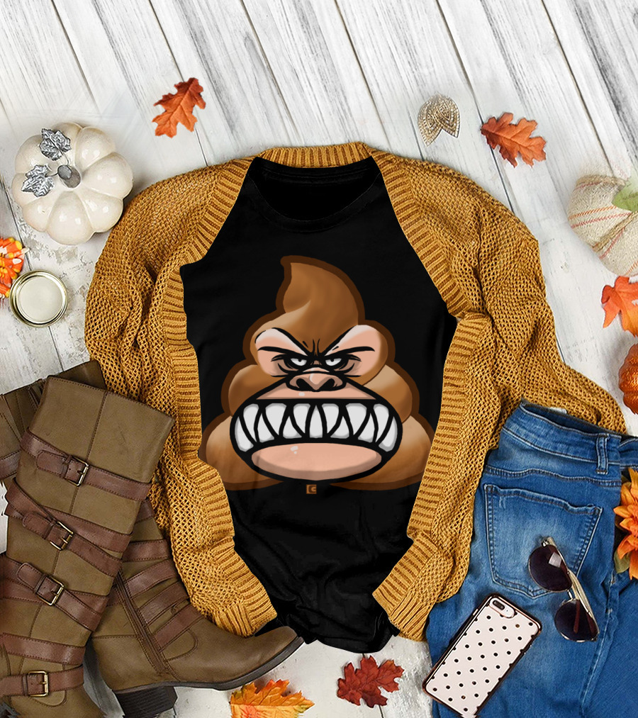 Ape Shit Angry Poop Emoji Face T-Shirt