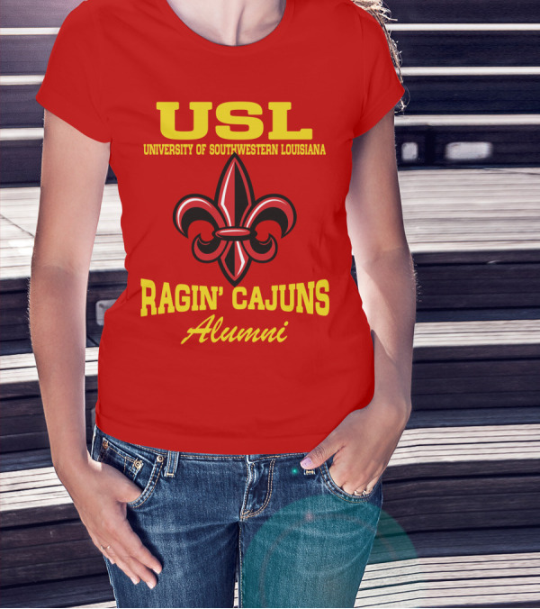 USL University Of Southwestern Louisiana Ragin' Cajuns Alumni Fleur-de-Lis T-Shirt