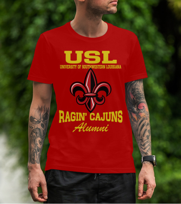 USL University Of Southwestern Louisiana Ragin' Cajuns Alumni Fleur-de-Lis T-Shirt