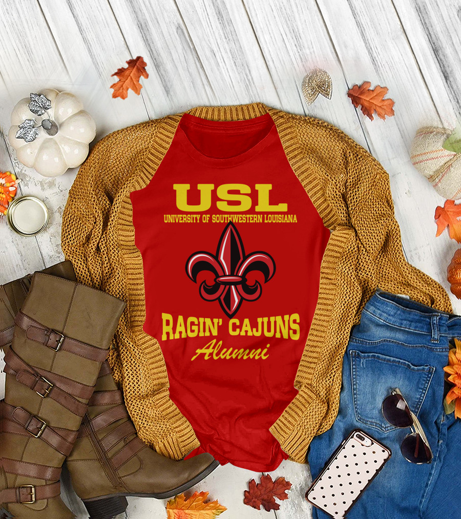 USL University of Southwestern Louisiana Ragin' Cajuns Alumni Fleur-de-Lis T-Shirt