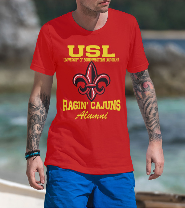 USL University Of Southwestern Louisiana Ragin' Cajuns Alumni Fleur-de-Lis T-Shirt