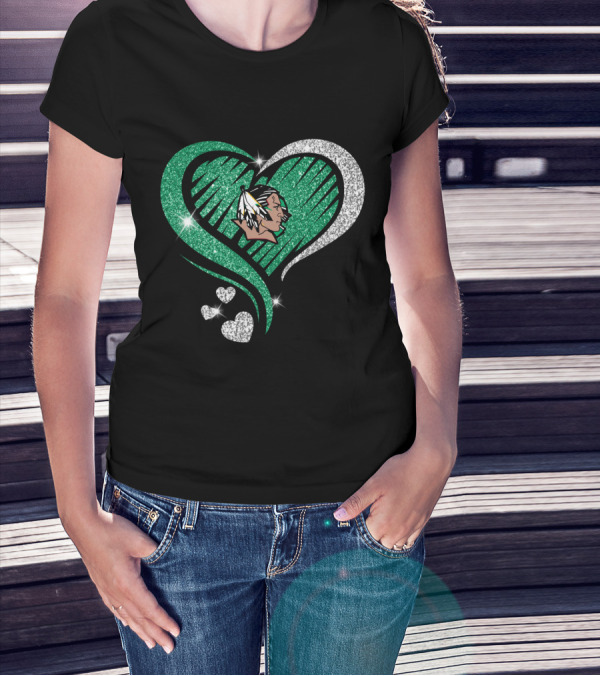 UND Heart Glitter Feather T-Shirt