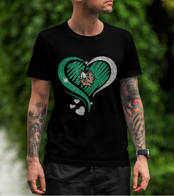 UND Heart Glitter Feather T-Shirt