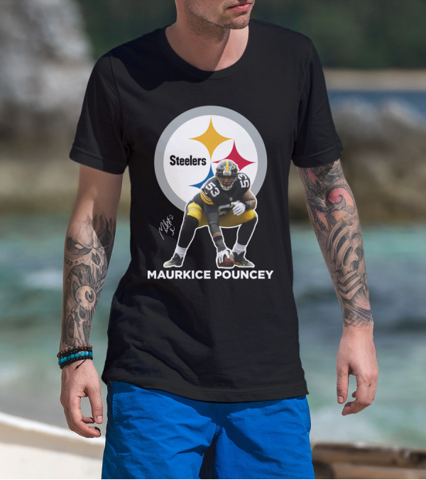 Steelers Maurkice Pouncey Number 53 Football Player Signature Steelers T-Shirt