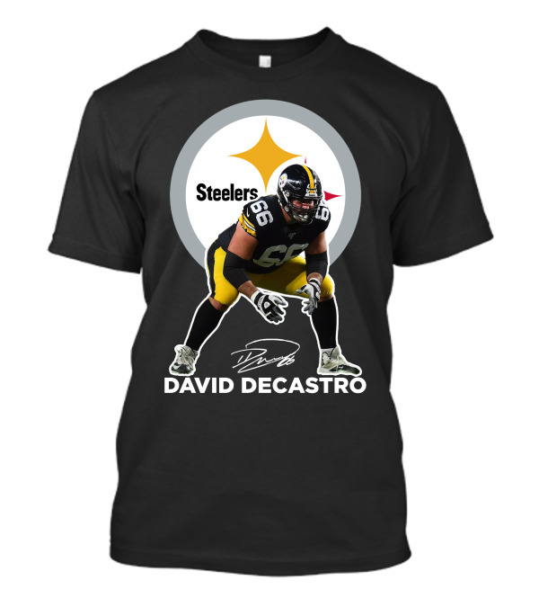 David Decastro Pittsburgh Steelers NFL Player Number 66 Autograph Signature T-Shirt