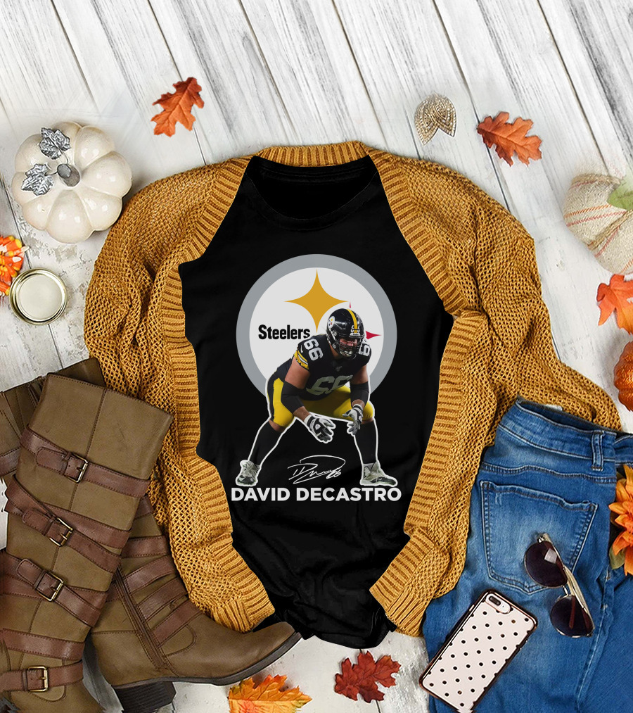 David Decastro Pittsburgh Steelers NFL Player Number 66 Autograph Signature T-Shirt
