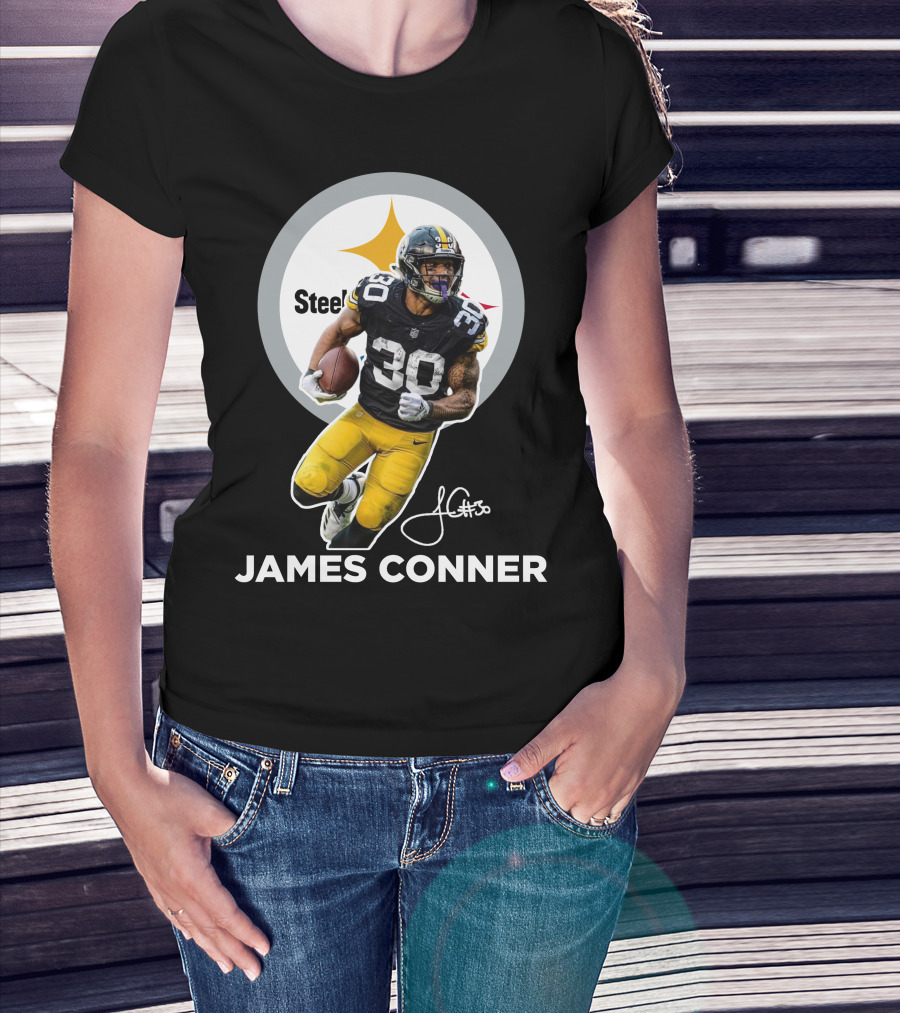 Steelers James Conner #30 Football Player Signature T-Shirt