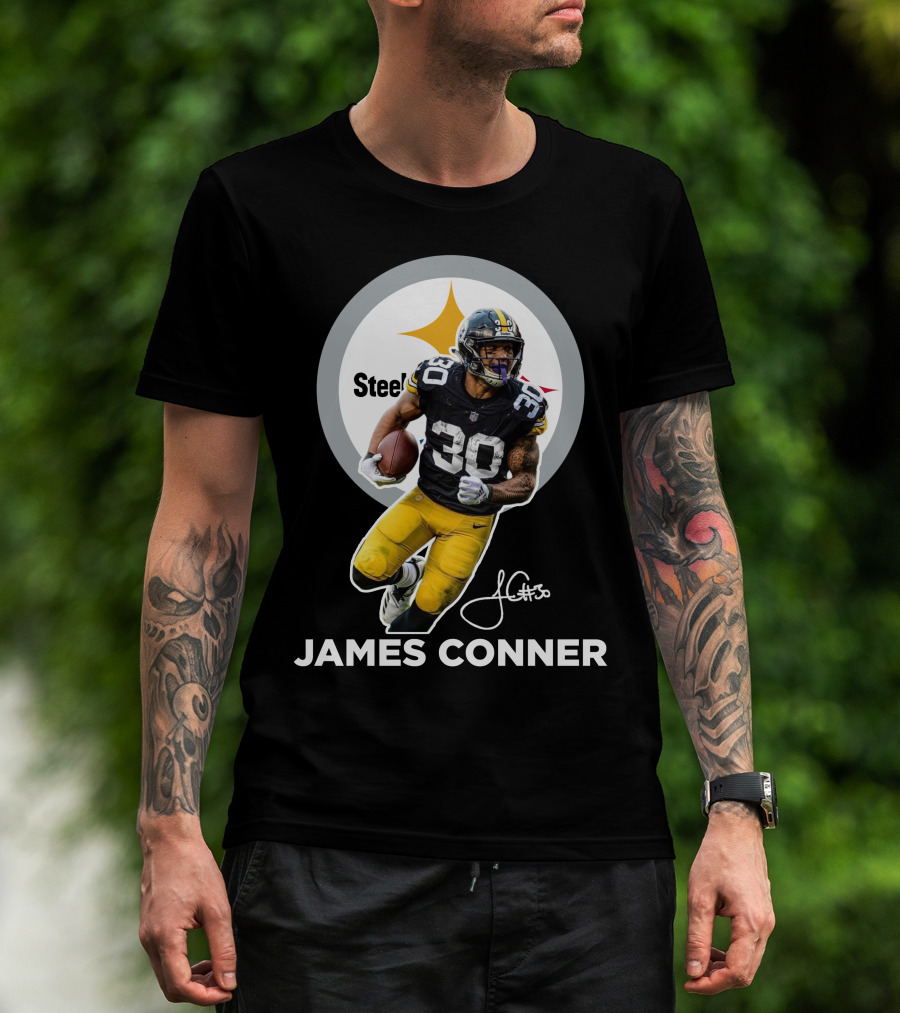 Steelers James Conner #30 Football Player Signature T-Shirt