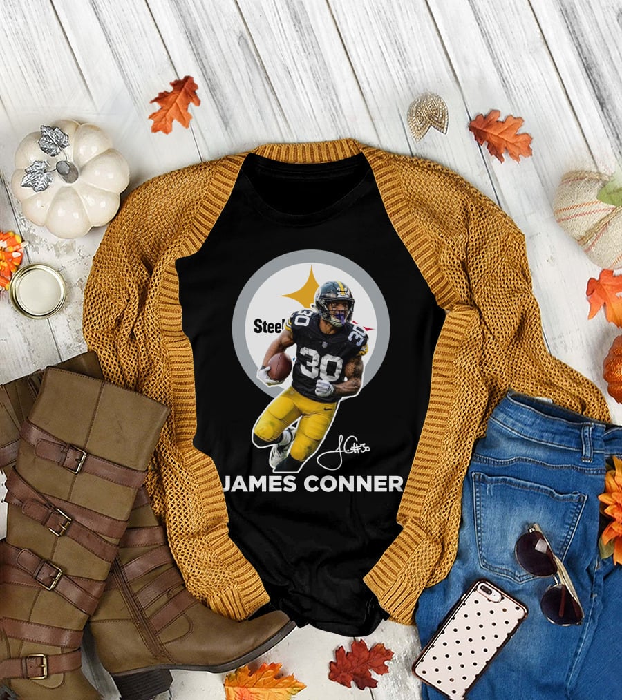 Steelers James Conner #30 Football Player Signature T-Shirt