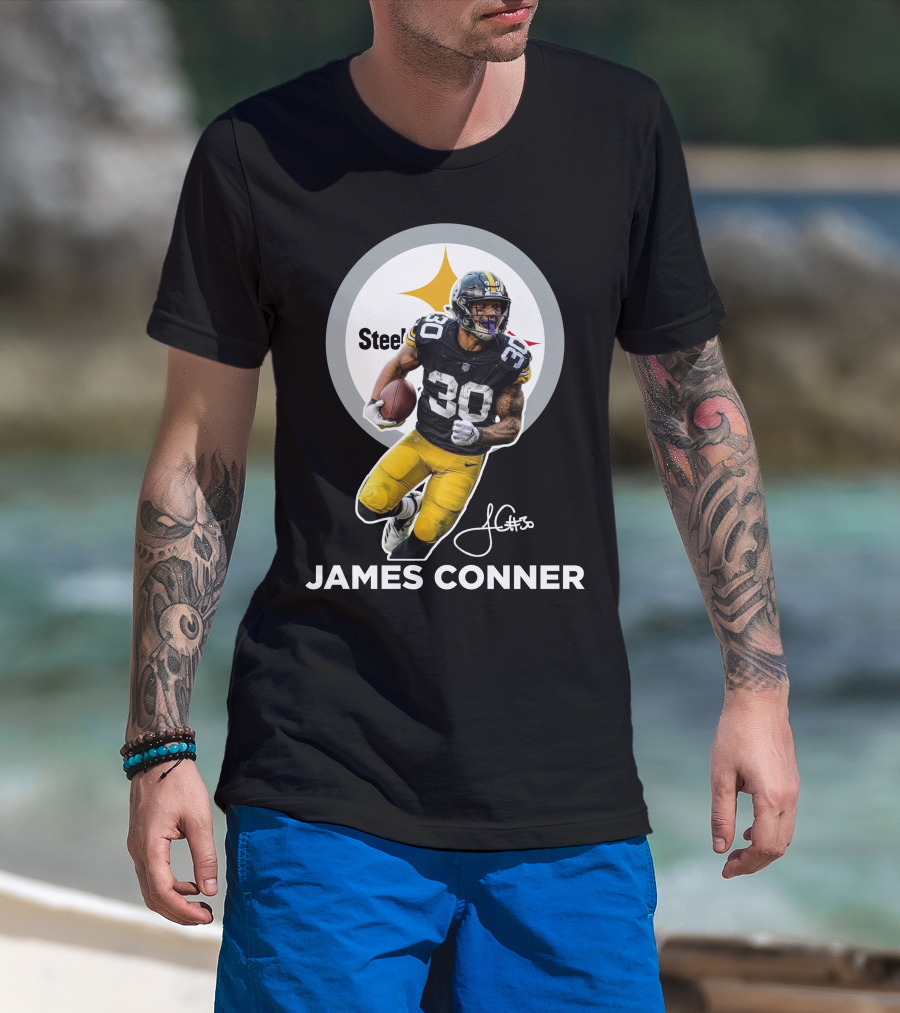 Steelers James Conner #30 Football Player Signature T-Shirt