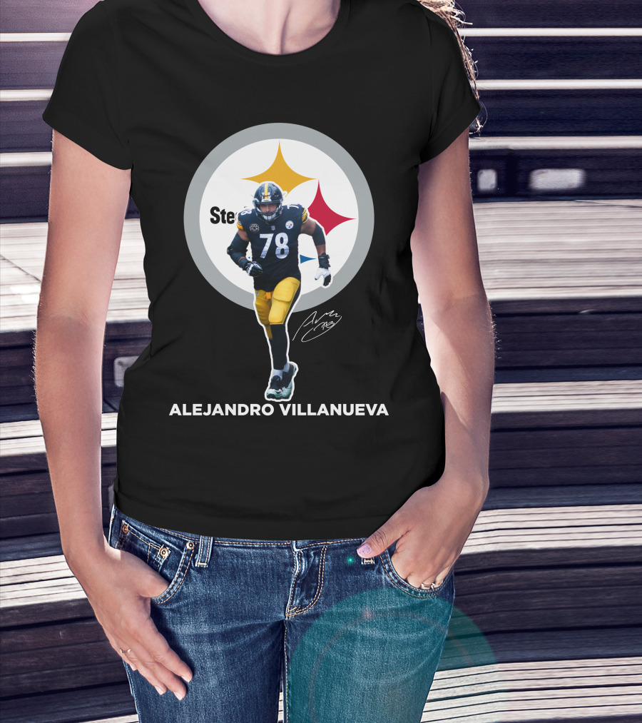 Steelers Alejandro Villanueva 78 Player Signature T-Shirt