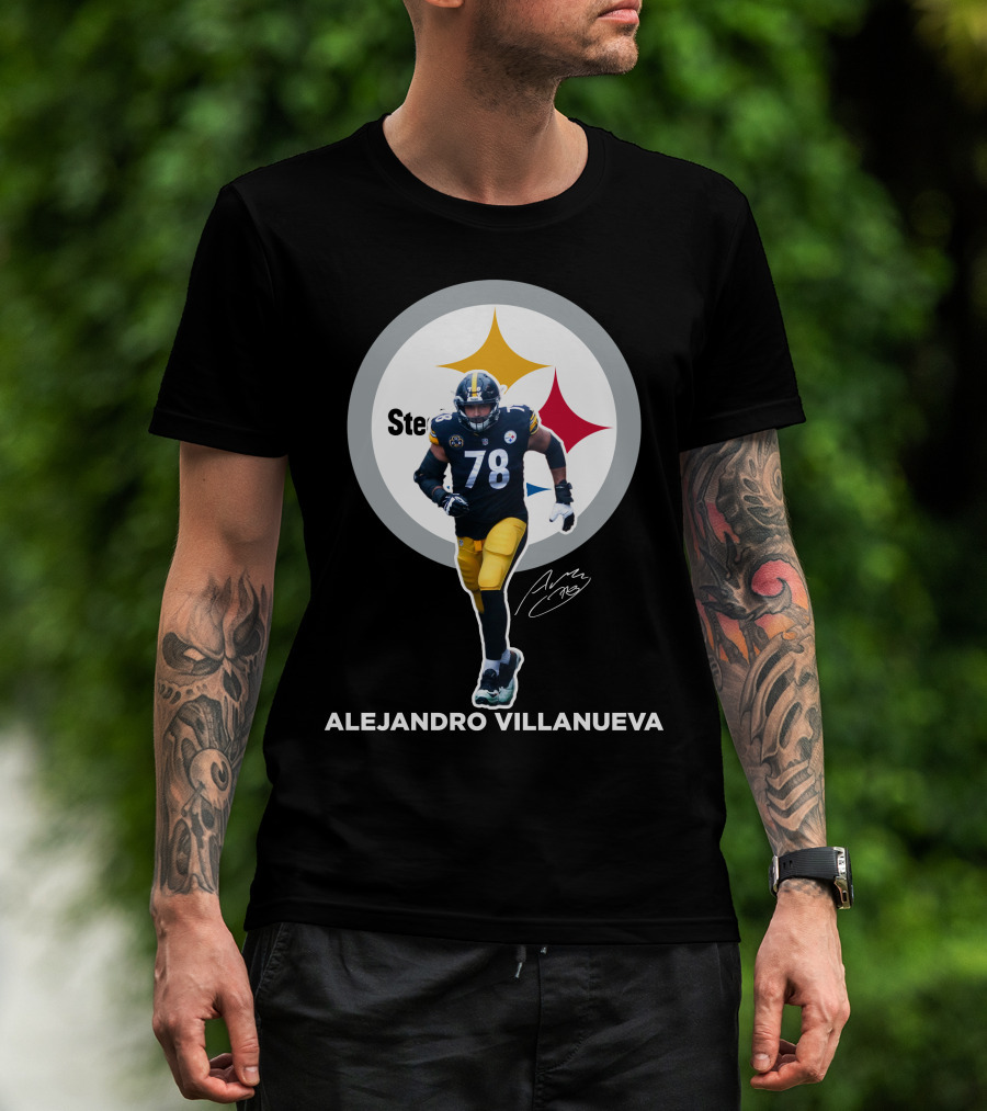 Steelers Alejandro Villanueva 78 Player Signature T-Shirt