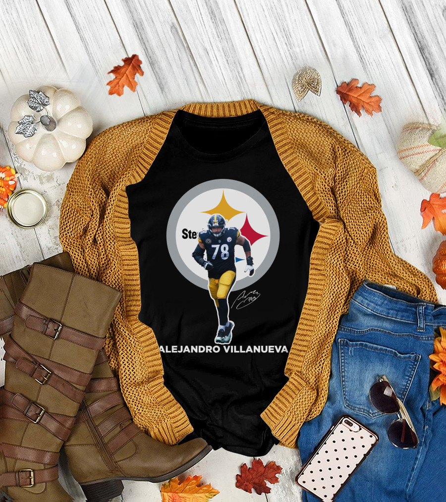 Steelers Alejandro Villanueva 78 Player Signature T-Shirt