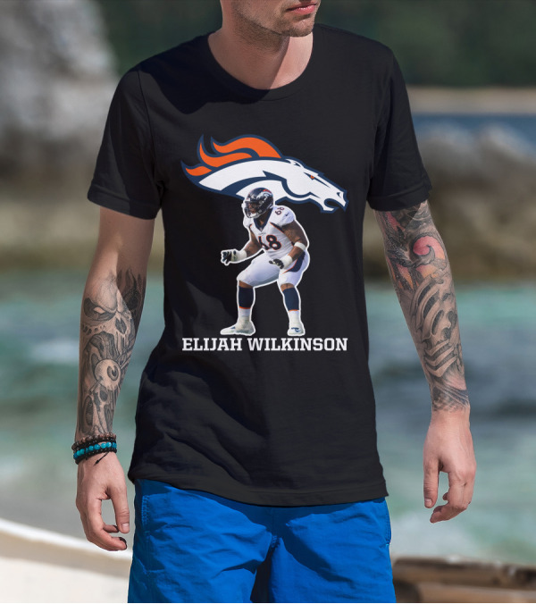 Denver Broncos Elijah Wilkinson Football Player Action T-Shirt