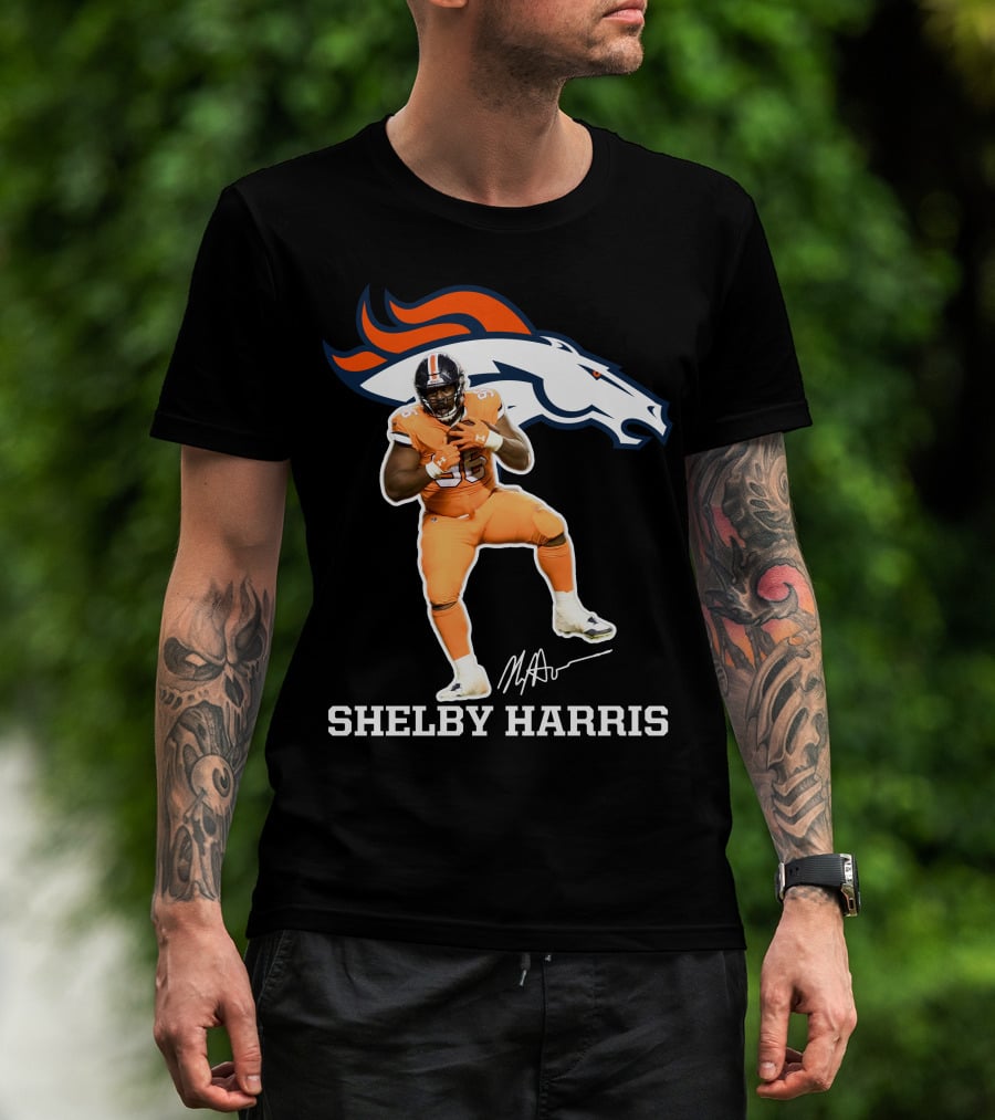 Shelby Harris Denver Broncos Official Signature Football Player Merchandise T-Shirt