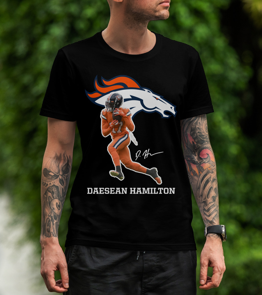 Daesean Hamilton Denver Football Broncos 17 Signature T-Shirt
