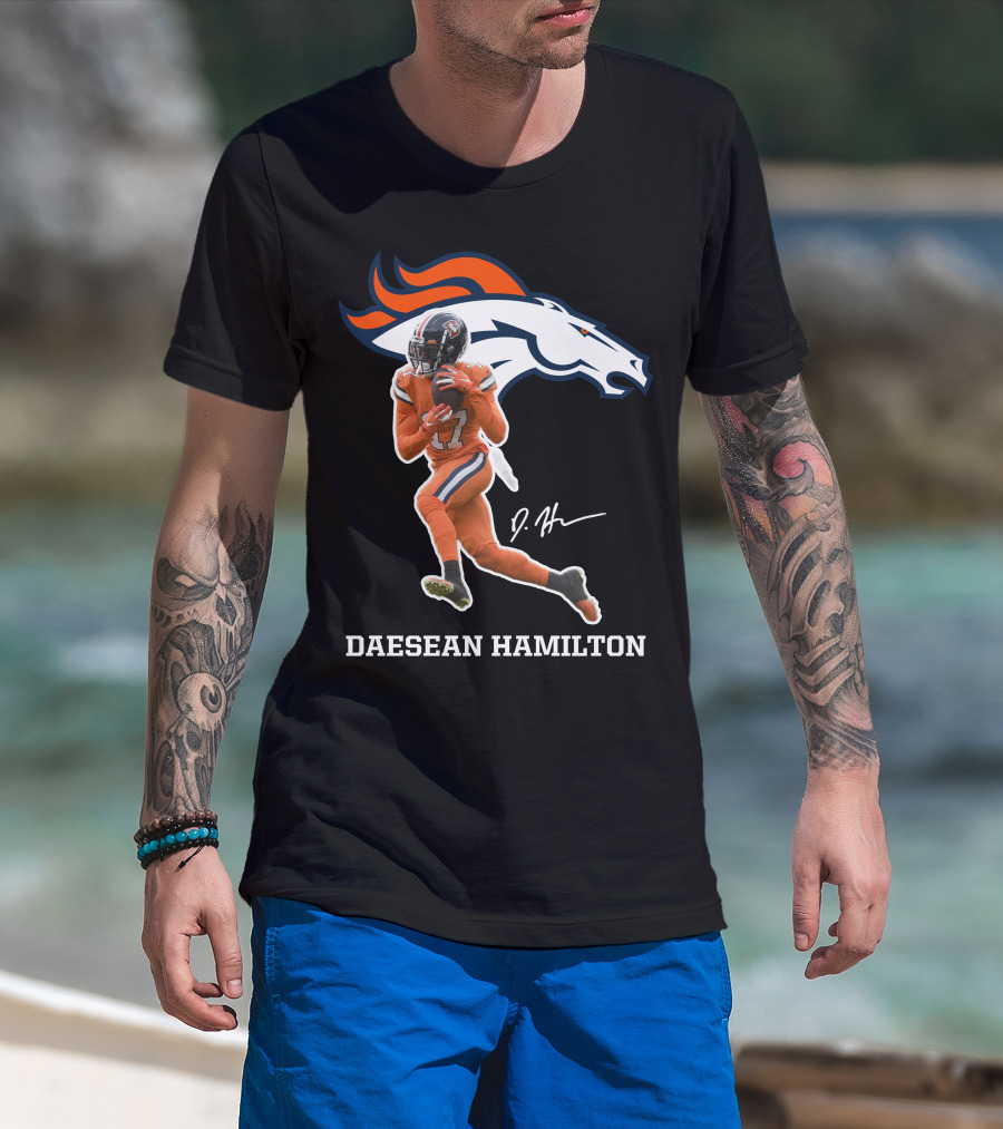 Daesean Hamilton Denver Football Broncos 17 Signature T-Shirt