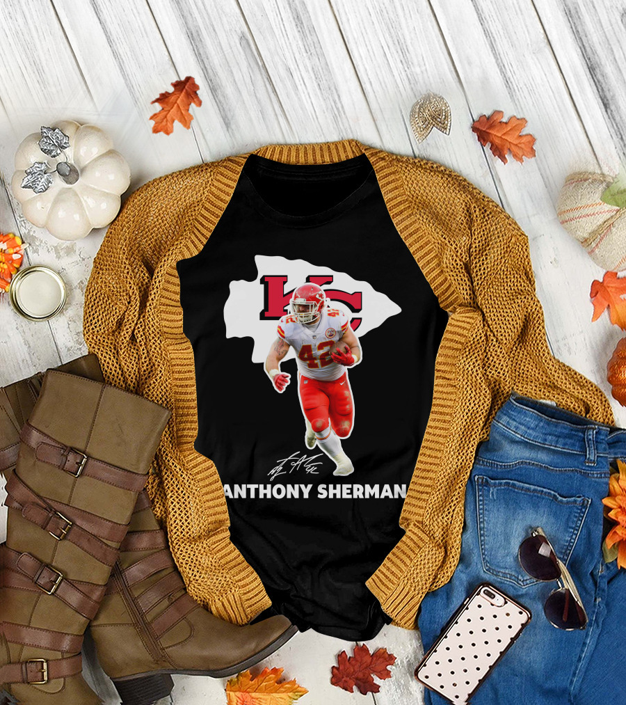 ANTHONY SHERMAN KANSAS CITY CHIEFS 42 FOOTBALL PLAYER IMAGE T-Shirt