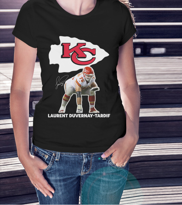 LAURENT DUVERNAY-TARDIF KC Football Player Signature Chiefs T-Shirt