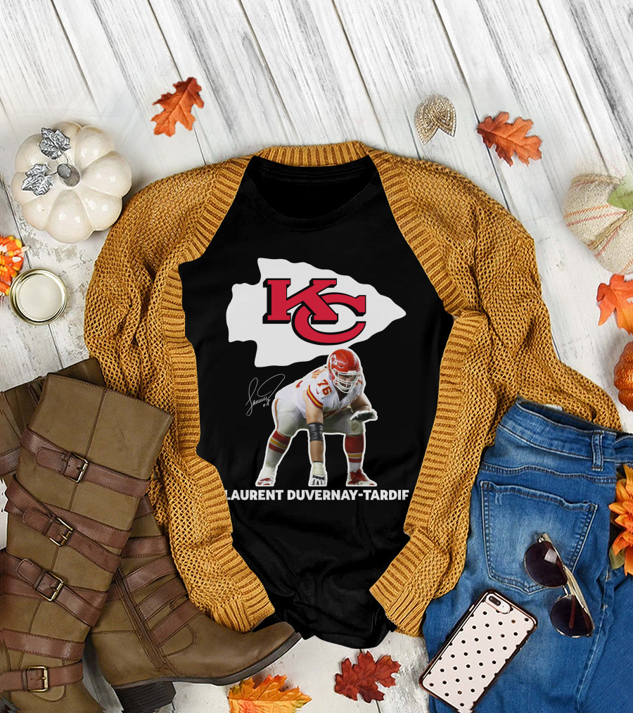 LAURENT DUVERNAY-TARDIF KC Football Player Signature Chiefs T-Shirt