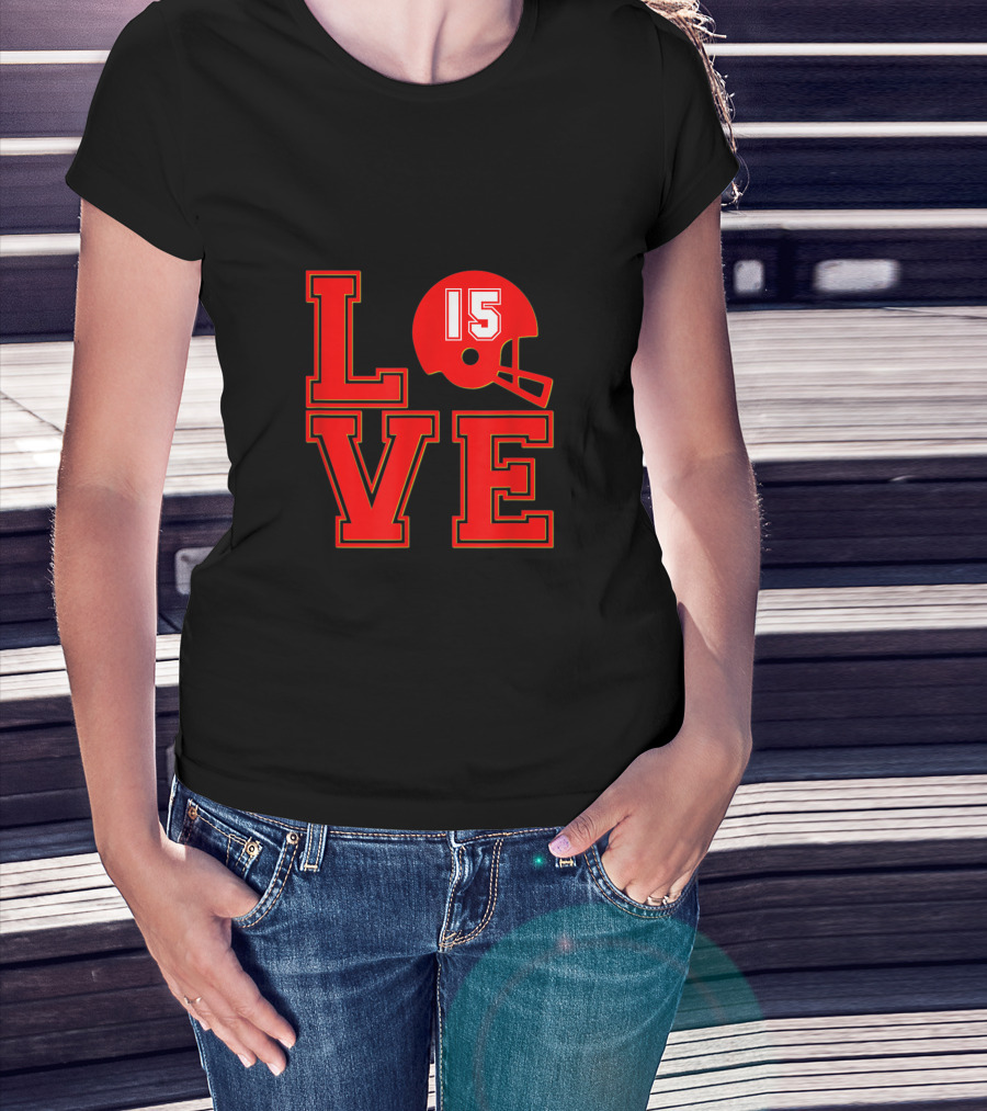 Love 15 Red Football Helmet Chiefs 4 T-Shirt