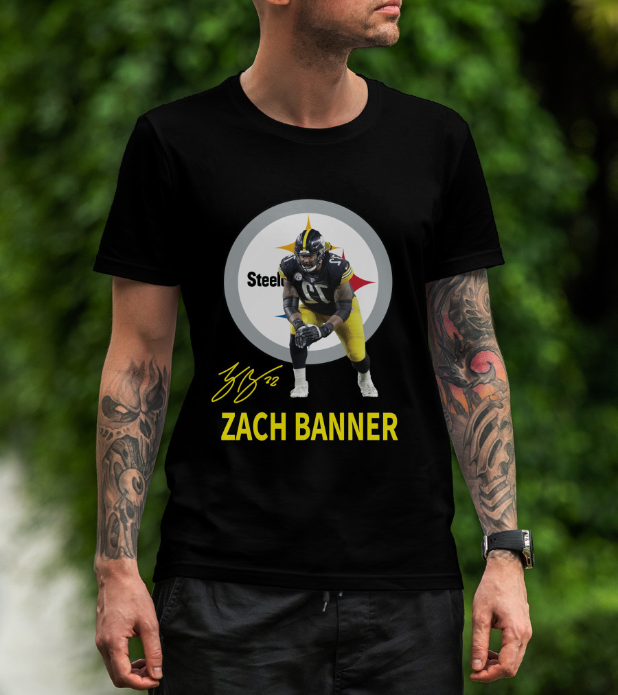 Steelers Zach Banner 72 Signature Pittsburgh Football T-Shirt