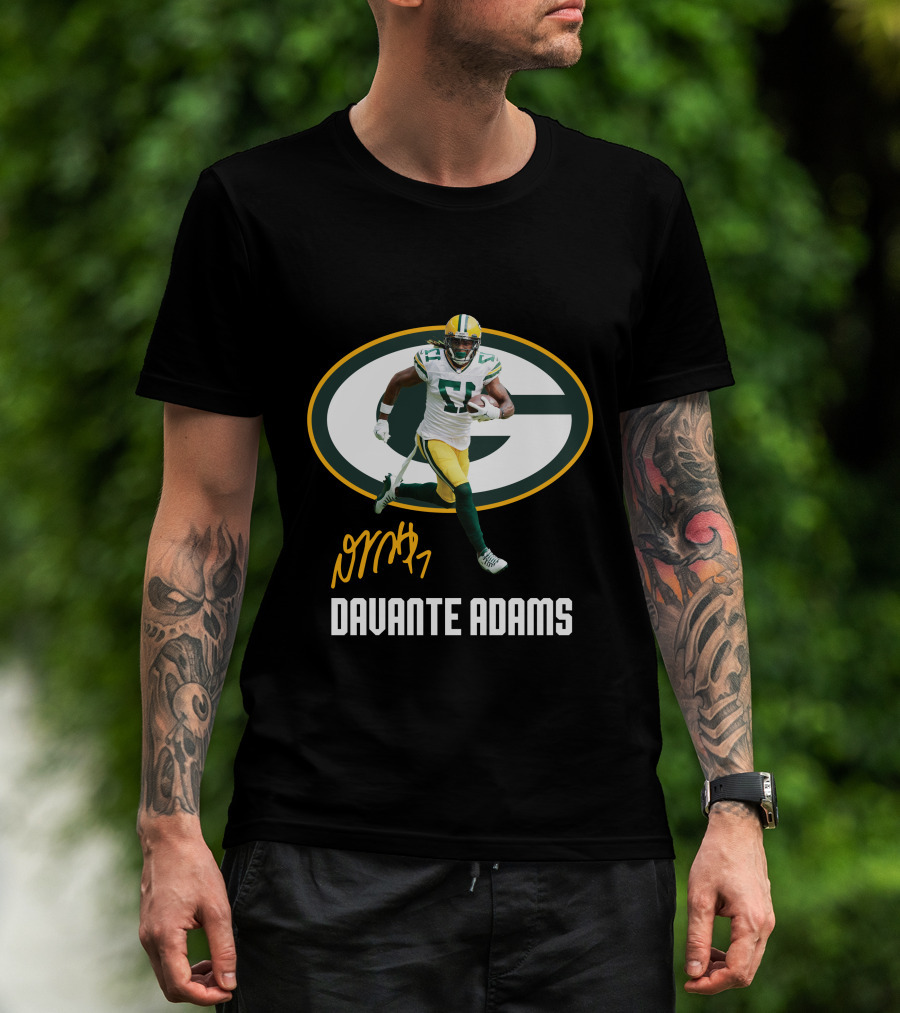 Davante Adams Green Bay Packers G Logo With Signature T-Shirt