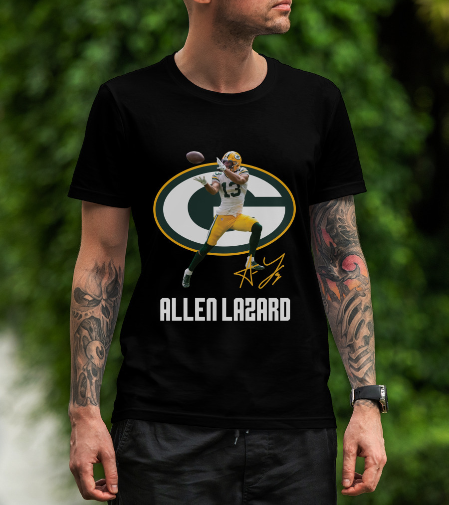 Green Bay Packers Allen Lazard 13 Oval Logo Football Catch T-Shirt
