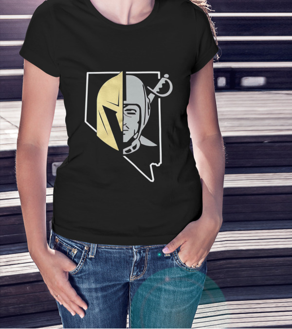 Las Vegas Raiders Vegas Golden Knights Nevada State Logo Fusion T-Shirt