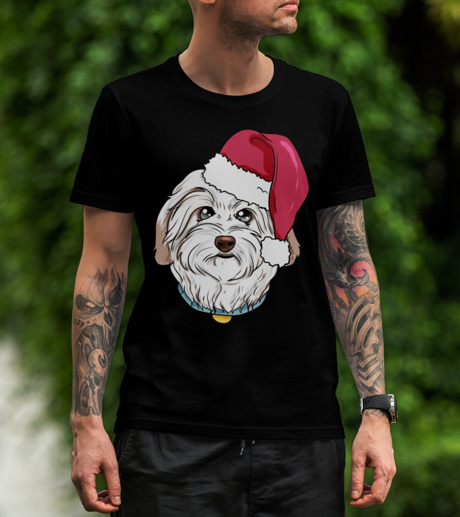 Havanese Dog Christmas Hat Present Maltese T-Shirt