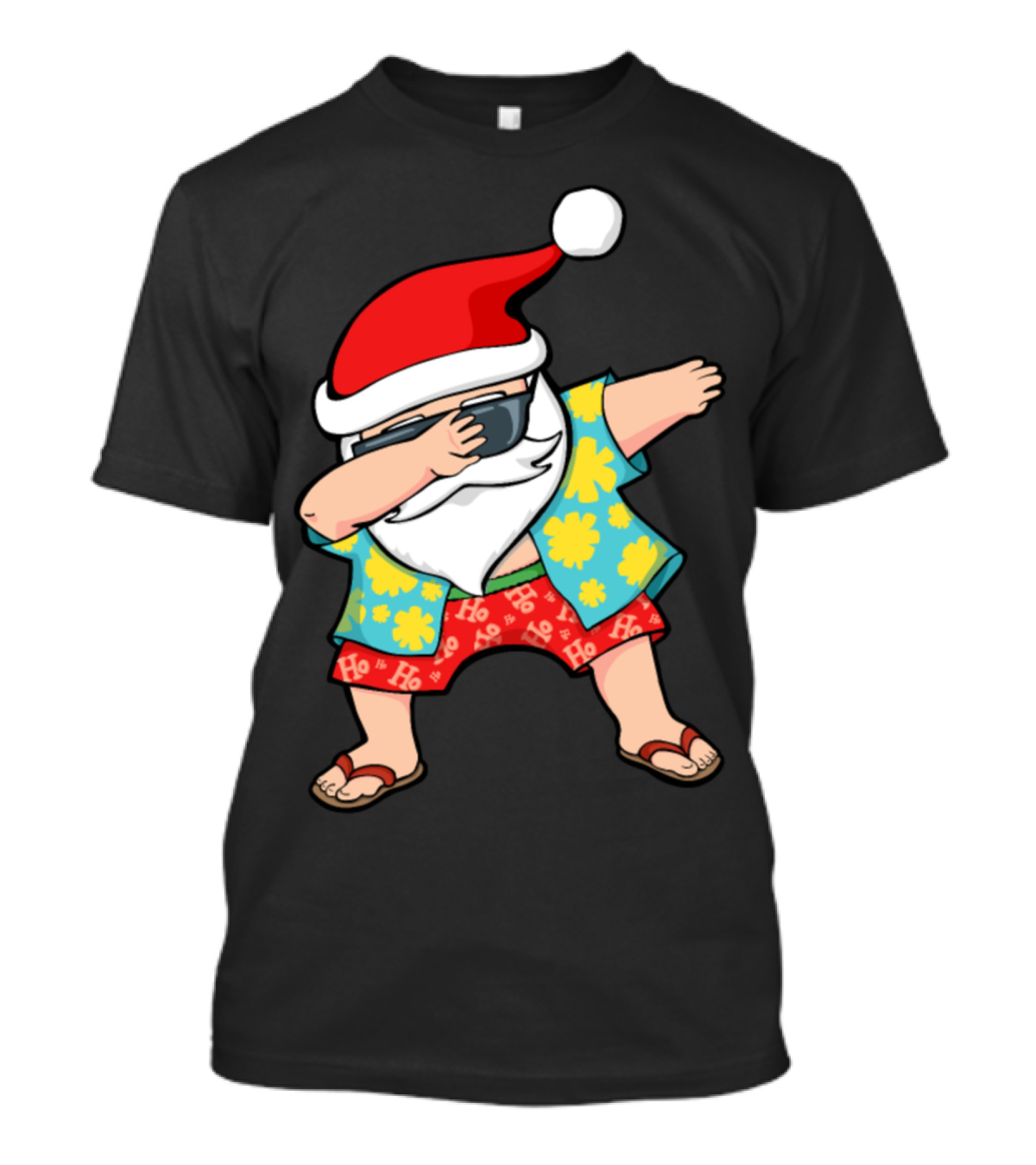 Ho Ho Ho Hawaiian Santa Dabbing In Tropical Attire T-Shirt