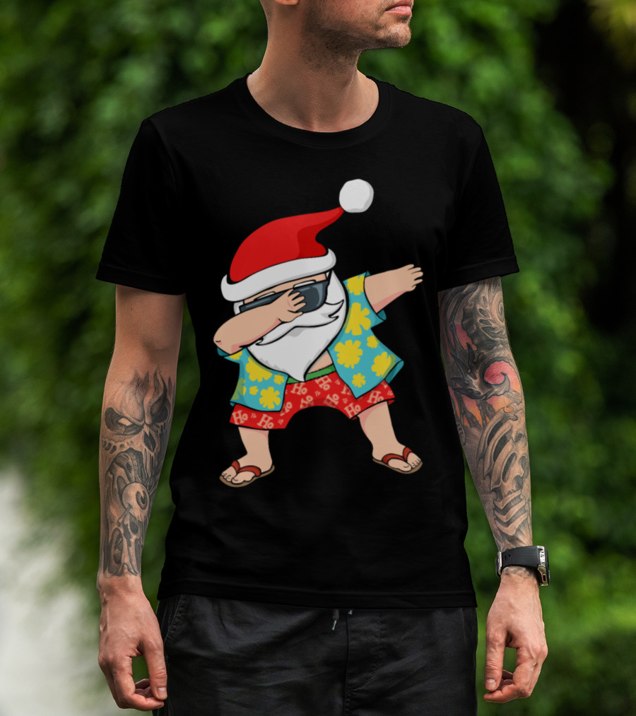Ho Ho Ho Hawaiian Santa Dabbing In Tropical Attire T-Shirt