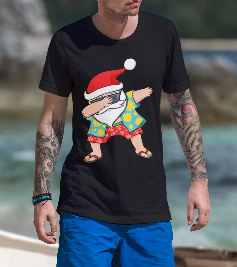 Ho Ho Ho Hawaiian Santa Dabbing In Tropical Attire T-Shirt