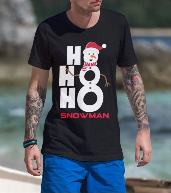 Ho Ho Ho Santa Hat Snowman T-Shirt