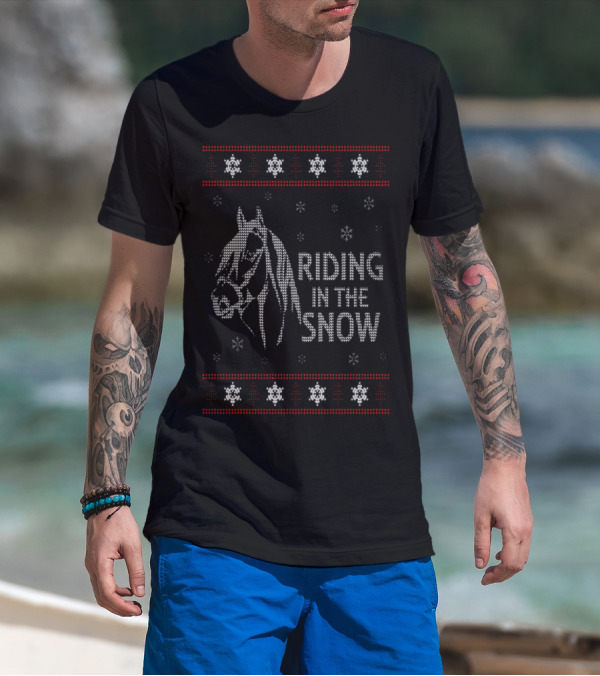 Riding In The Snow Holiday Horse T-Shirt
