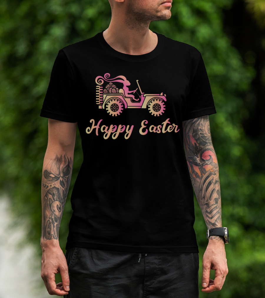 Happy Easter Jeep With Rabbit Driver And Long Ears T-Shirt