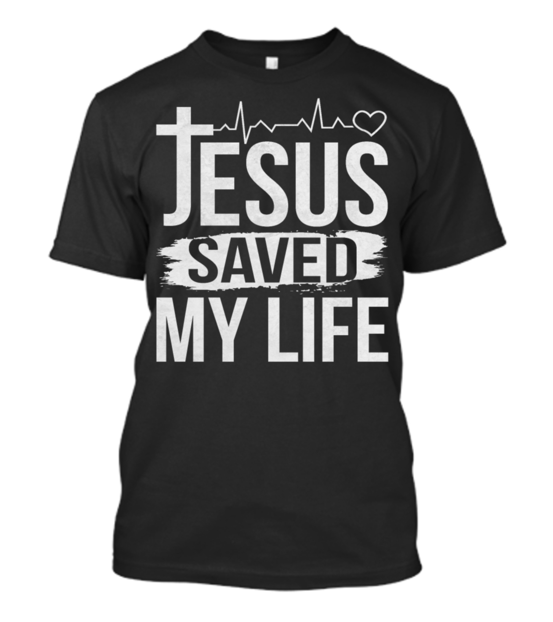Jesus Saved My Life Heartbeat Cross T-Shirt