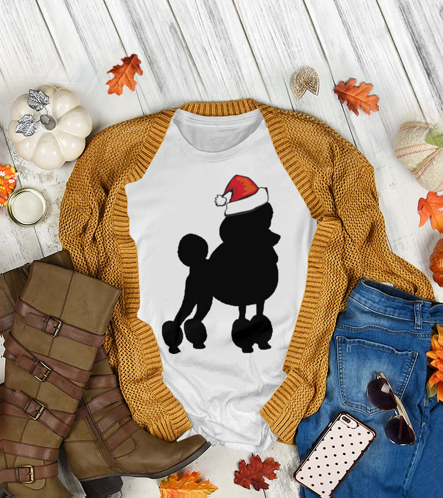 Poodle Santa Hat Christmas T-Shirt